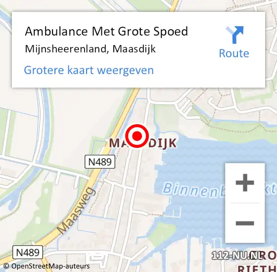 Locatie op kaart van de 112 melding: Ambulance Met Grote Spoed Naar Mijnsheerenland, Maasdijk op 19 februari 2017 20:48