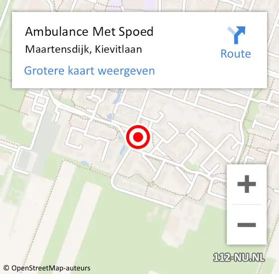 Locatie op kaart van de 112 melding: Ambulance Met Spoed Naar Maartensdijk, Kievitlaan op 19 februari 2017 22:35