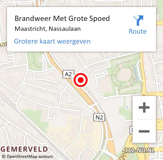 Locatie op kaart van de 112 melding: Brandweer Met Grote Spoed Naar Maastricht, Nassaulaan op 19 februari 2017 23:33