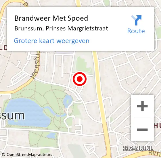 Locatie op kaart van de 112 melding: Brandweer Met Spoed Naar Brunssum, Prinses Margrietstraat op 19 februari 2017 23:50