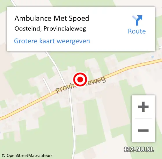 Locatie op kaart van de 112 melding: Ambulance Met Spoed Naar Oosteind, Provincialeweg op 20 februari 2017 00:24