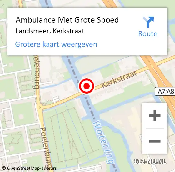 Locatie op kaart van de 112 melding: Ambulance Met Grote Spoed Naar Landsmeer, Kerkstraat op 20 februari 2017 00:37