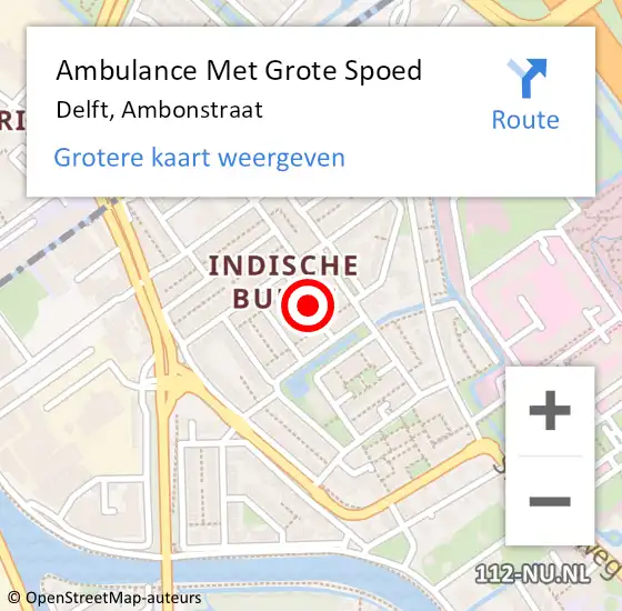 Locatie op kaart van de 112 melding: Ambulance Met Grote Spoed Naar Delft, Ambonstraat op 20 februari 2017 02:34