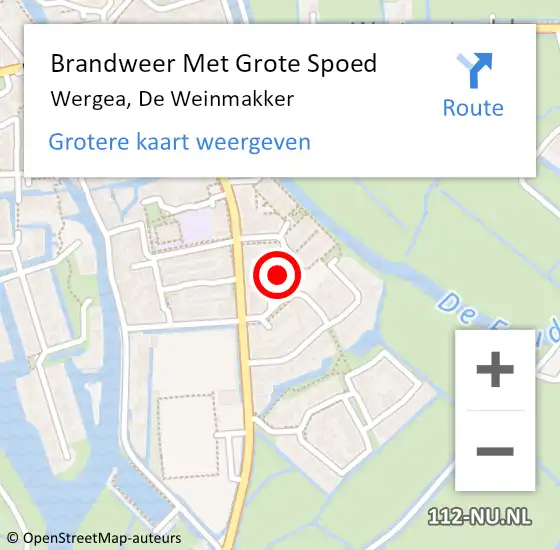 Locatie op kaart van de 112 melding: Brandweer Met Grote Spoed Naar Wergea, De Weinmakker op 20 februari 2017 02:34