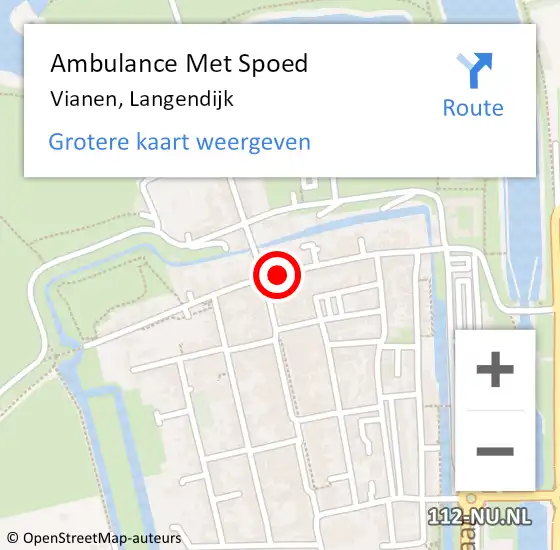 Locatie op kaart van de 112 melding: Ambulance Met Spoed Naar Vianen, Langendijk op 20 februari 2017 06:33