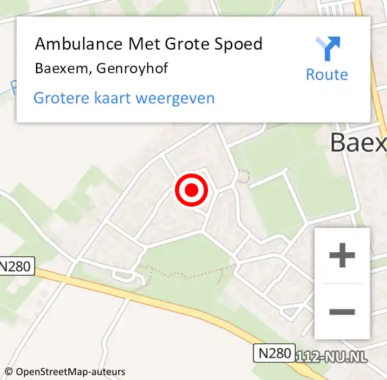 Locatie op kaart van de 112 melding: Ambulance Met Grote Spoed Naar Baexem, Genroyhof op 11 januari 2014 16:28