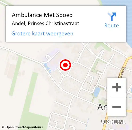 Locatie op kaart van de 112 melding: Ambulance Met Spoed Naar Andel, Prinses Christinastraat op 20 februari 2017 08:22