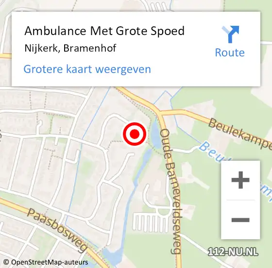 Locatie op kaart van de 112 melding: Ambulance Met Grote Spoed Naar Nijkerk, Bramenhof op 20 februari 2017 08:36