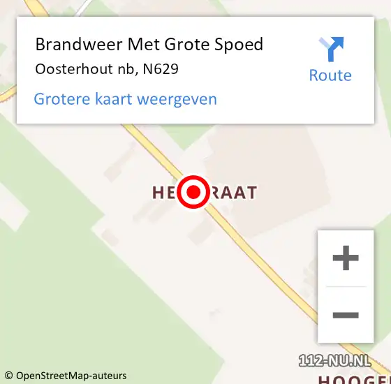 Locatie op kaart van de 112 melding: Brandweer Met Grote Spoed Naar Oosterhout nb, N629 op 20 februari 2017 09:07