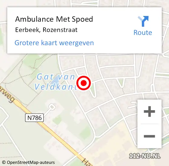 Locatie op kaart van de 112 melding: Ambulance Met Spoed Naar Eerbeek, Rozenstraat op 20 februari 2017 09:18