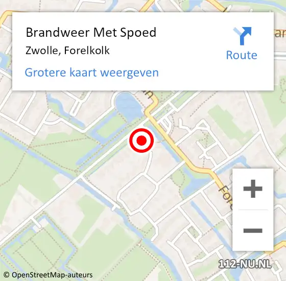 Locatie op kaart van de 112 melding: Brandweer Met Spoed Naar Zwolle, Forelkolk op 20 februari 2017 10:57