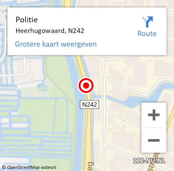 Locatie op kaart van de 112 melding: Politie Heerhugowaard, N242 op 20 februari 2017 11:04