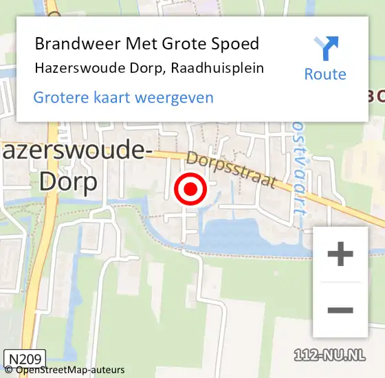 Locatie op kaart van de 112 melding: Brandweer Met Grote Spoed Naar Hazerswoude Dorp, Raadhuisplein op 20 februari 2017 11:37