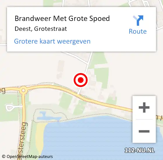 Locatie op kaart van de 112 melding: Brandweer Met Grote Spoed Naar Deest, Grotestraat op 20 februari 2017 12:43