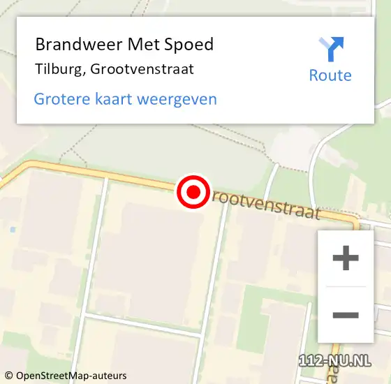 Locatie op kaart van de 112 melding: Brandweer Met Spoed Naar Tilburg, Grootvenstraat op 20 februari 2017 13:06