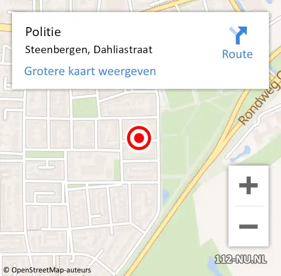 Locatie op kaart van de 112 melding: Politie Steenbergen, Dahliastraat op 11 januari 2014 17:21