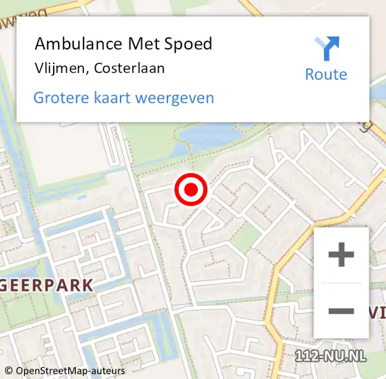 Locatie op kaart van de 112 melding: Ambulance Met Spoed Naar Vlijmen, Costerlaan op 20 februari 2017 14:06