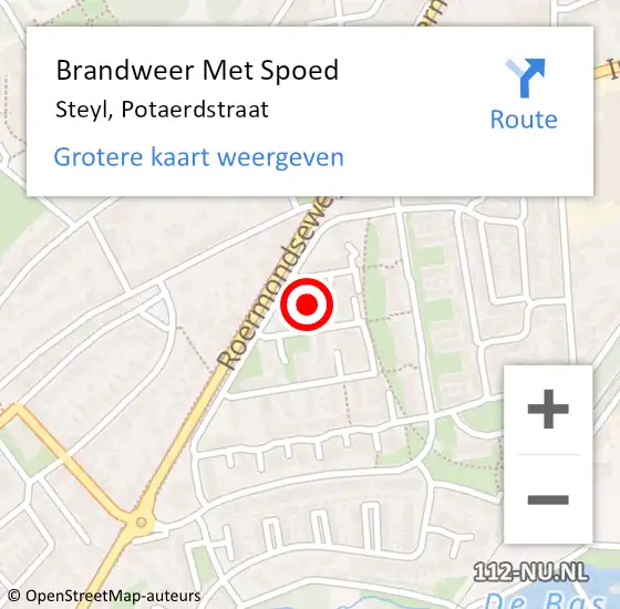 Locatie op kaart van de 112 melding: Brandweer Met Spoed Naar Steyl, Potaerdstraat op 20 februari 2017 14:16