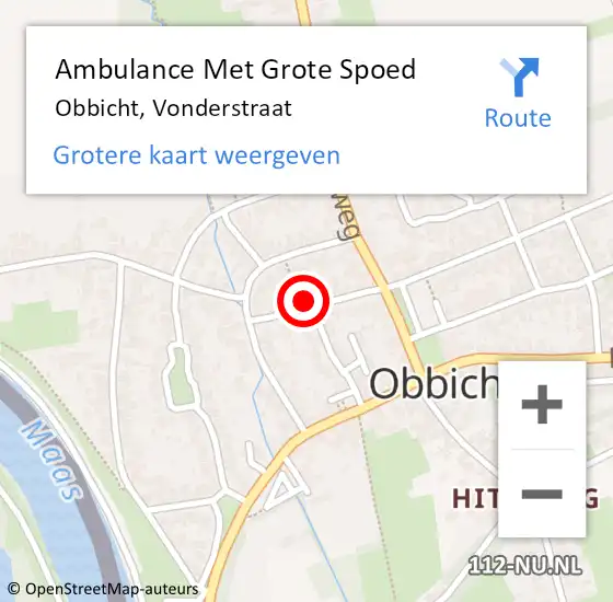 Locatie op kaart van de 112 melding: Ambulance Met Grote Spoed Naar Obbicht, Vonderstraat op 11 januari 2014 17:33