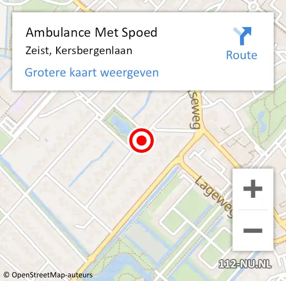 Locatie op kaart van de 112 melding: Ambulance Met Spoed Naar Zeist, Kersbergenlaan op 20 februari 2017 15:02