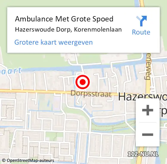 Locatie op kaart van de 112 melding: Ambulance Met Grote Spoed Naar Hazerswoude Dorp, Korenmolenlaan op 11 januari 2014 17:42