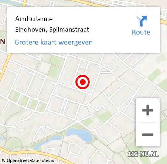 Locatie op kaart van de 112 melding: Ambulance Eindhoven, Spilmanstraat op 20 februari 2017 16:14