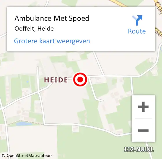 Locatie op kaart van de 112 melding: Ambulance Met Spoed Naar Oeffelt, Heide op 20 februari 2017 16:21