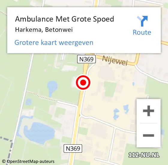 Locatie op kaart van de 112 melding: Ambulance Met Grote Spoed Naar Harkema, Betonwei op 20 februari 2017 16:25