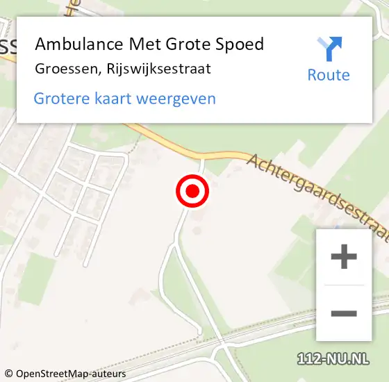 Locatie op kaart van de 112 melding: Ambulance Met Grote Spoed Naar Groessen, Rijswijksestraat op 11 januari 2014 17:52