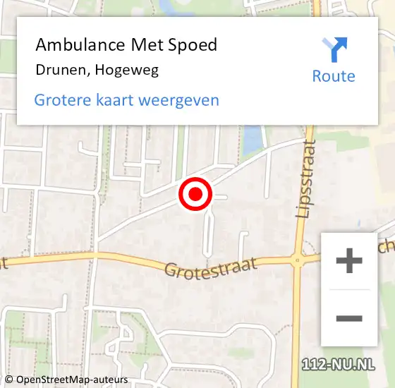 Locatie op kaart van de 112 melding: Ambulance Met Spoed Naar Drunen, Hogeweg op 20 februari 2017 16:51