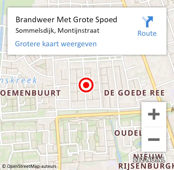 Locatie op kaart van de 112 melding: Brandweer Met Grote Spoed Naar Sommelsdijk, Montijnstraat op 20 februari 2017 17:18