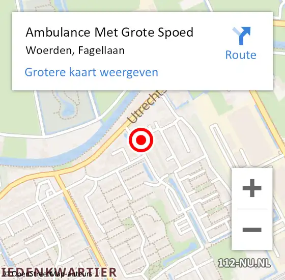 Locatie op kaart van de 112 melding: Ambulance Met Grote Spoed Naar Woerden, Fagellaan op 20 februari 2017 17:30