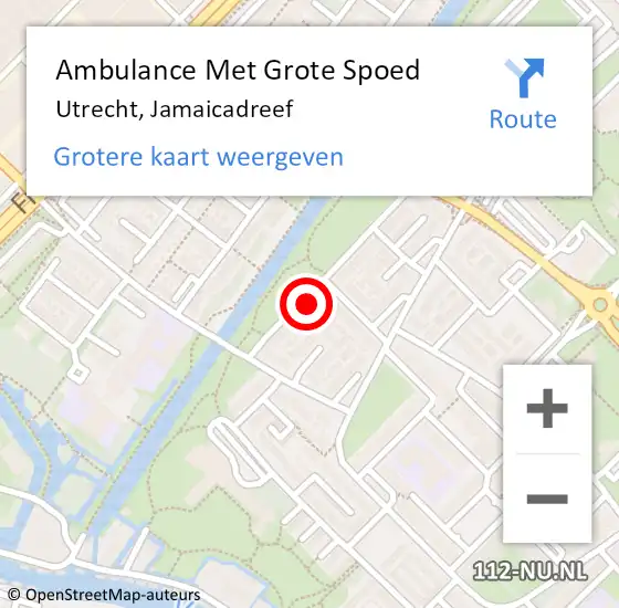 Locatie op kaart van de 112 melding: Ambulance Met Grote Spoed Naar Utrecht, Jamaicadreef op 20 februari 2017 18:32