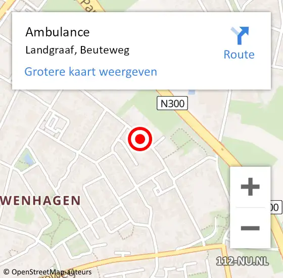 Locatie op kaart van de 112 melding: Ambulance Landgraaf, Beuteweg op 20 februari 2017 18:44