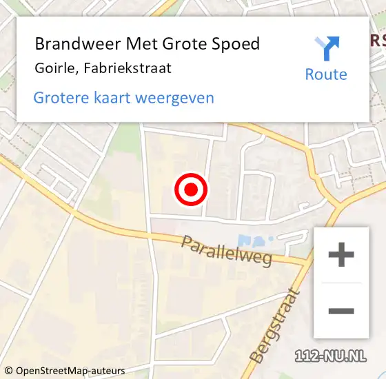 Locatie op kaart van de 112 melding: Brandweer Met Grote Spoed Naar Goirle, Fabriekstraat op 20 februari 2017 19:40