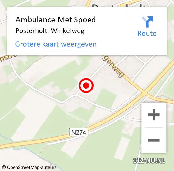 Locatie op kaart van de 112 melding: Ambulance Met Spoed Naar Posterholt, Winkelweg op 20 februari 2017 19:45