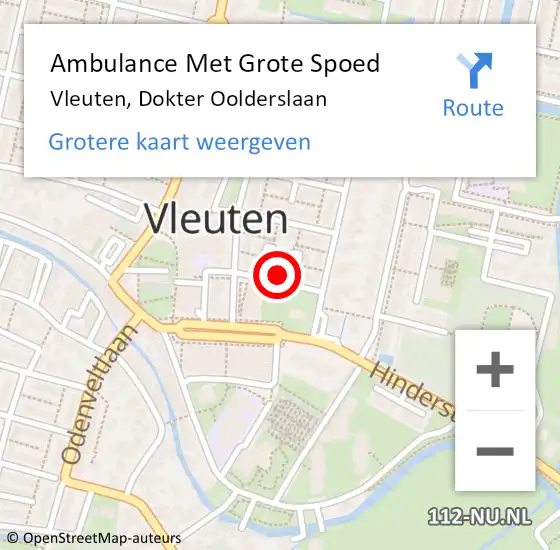 Locatie op kaart van de 112 melding: Ambulance Met Grote Spoed Naar Vleuten, Dokter Oolderslaan op 20 februari 2017 20:19