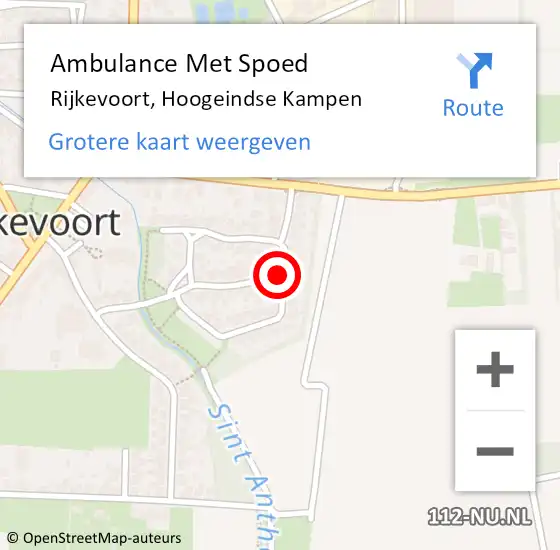 Locatie op kaart van de 112 melding: Ambulance Met Spoed Naar Rijkevoort, Hoogeindse Kampen op 20 februari 2017 20:40