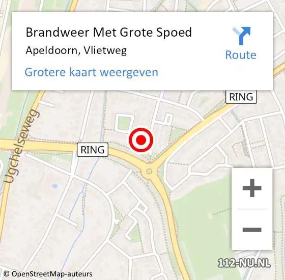 Locatie op kaart van de 112 melding: Brandweer Met Grote Spoed Naar Apeldoorn, Vlietweg op 20 februari 2017 20:59