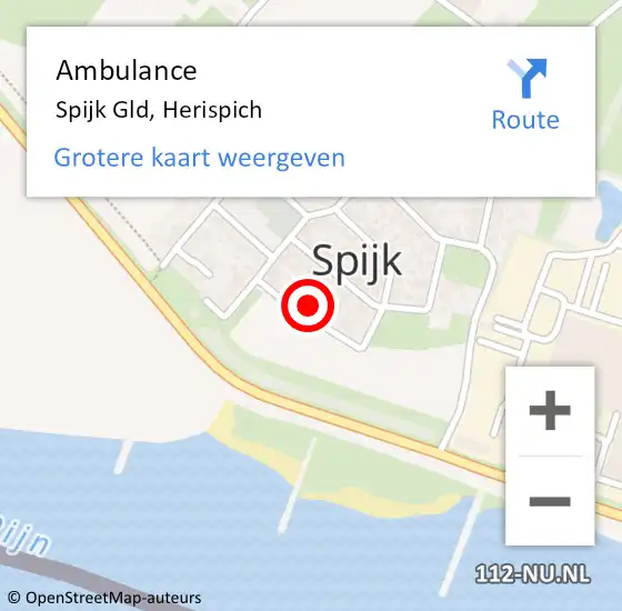 Locatie op kaart van de 112 melding: Ambulance Spijk Gld, Herispich op 20 februari 2017 21:50