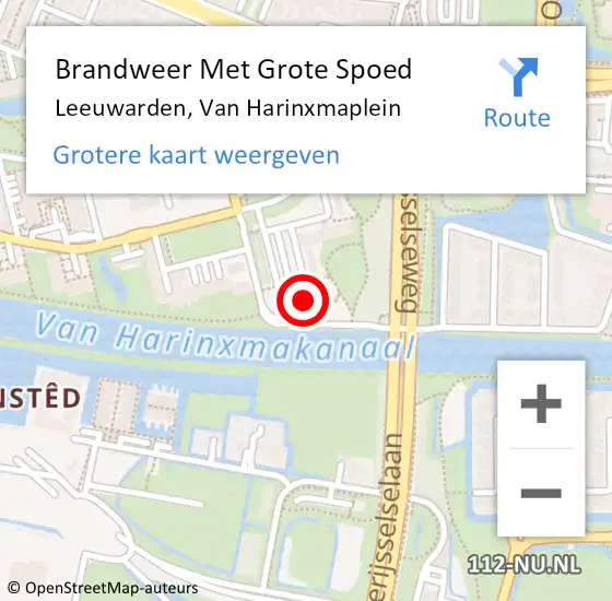 Locatie op kaart van de 112 melding: Brandweer Met Grote Spoed Naar Leeuwarden, Van Harinxmaplein op 20 februari 2017 22:04