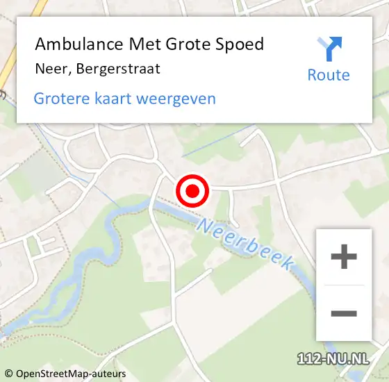 Locatie op kaart van de 112 melding: Ambulance Met Grote Spoed Naar Neer, Bergerstraat op 20 februari 2017 23:28