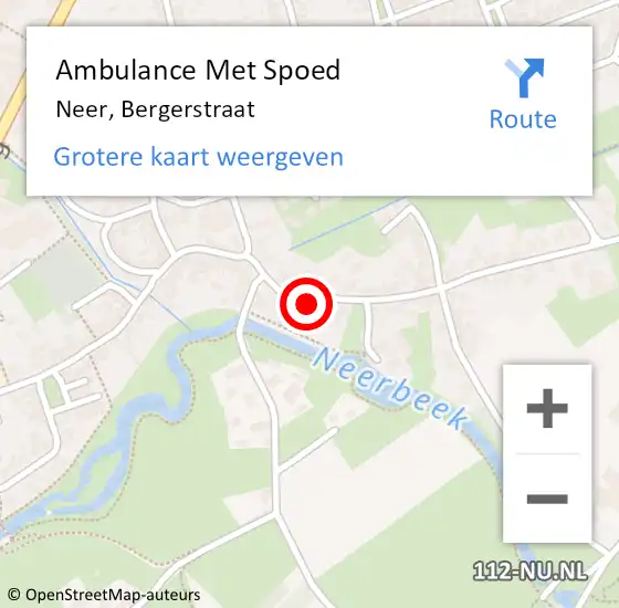 Locatie op kaart van de 112 melding: Ambulance Met Spoed Naar Neer, Bergerstraat op 21 februari 2017 00:05