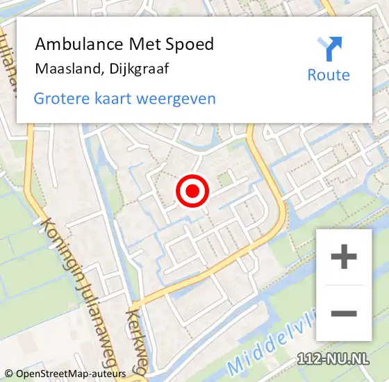 Locatie op kaart van de 112 melding: Ambulance Met Spoed Naar Maasland, Dijkgraaf op 21 februari 2017 00:31