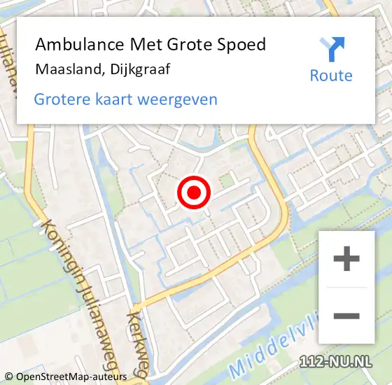 Locatie op kaart van de 112 melding: Ambulance Met Grote Spoed Naar Maasland, Dijkgraaf op 21 februari 2017 00:35