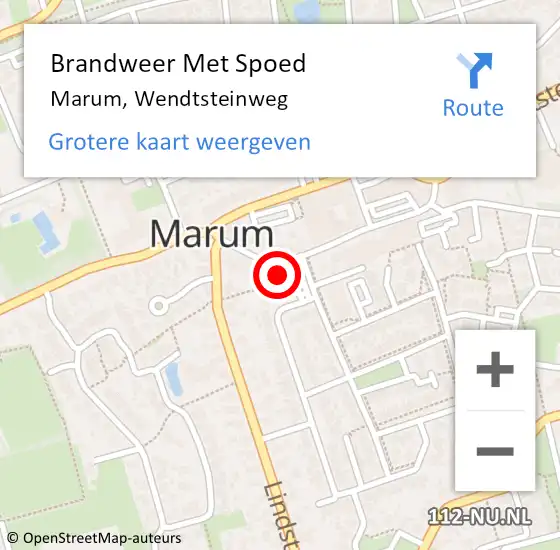 Locatie op kaart van de 112 melding: Brandweer Met Spoed Naar Marum, Wendtsteinweg op 21 februari 2017 00:58