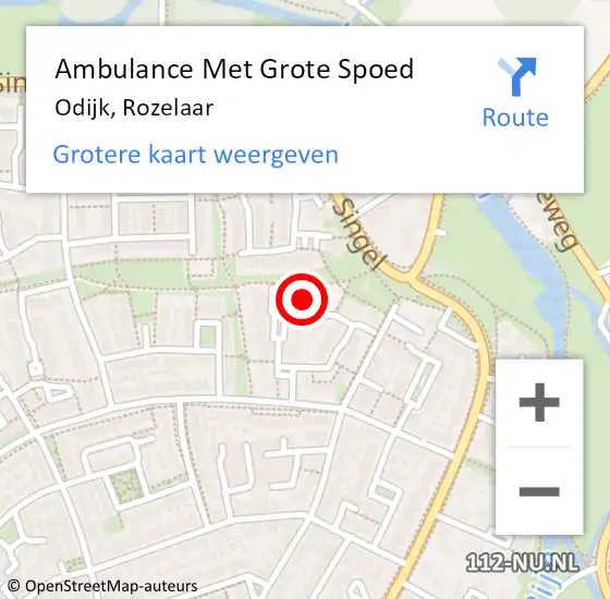 Locatie op kaart van de 112 melding: Ambulance Met Grote Spoed Naar Odijk, Rozelaar op 11 januari 2014 18:35