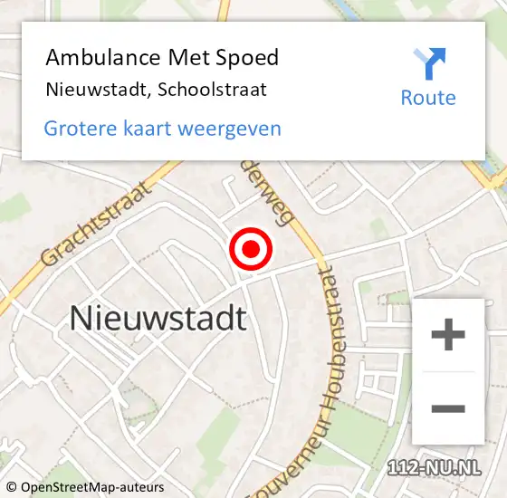 Locatie op kaart van de 112 melding: Ambulance Met Spoed Naar Nieuwstadt, Schoolstraat op 21 februari 2017 05:06