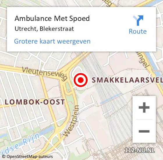 Locatie op kaart van de 112 melding: Ambulance Met Spoed Naar Utrecht, Blekerstraat op 21 februari 2017 05:26