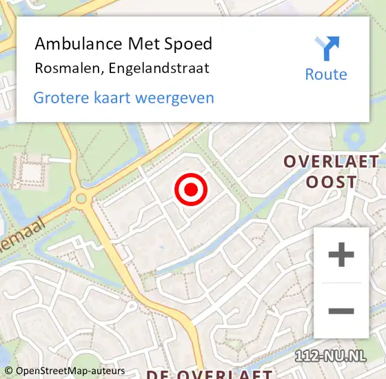 Locatie op kaart van de 112 melding: Ambulance Met Spoed Naar Rosmalen, Engelandstraat op 21 februari 2017 08:04